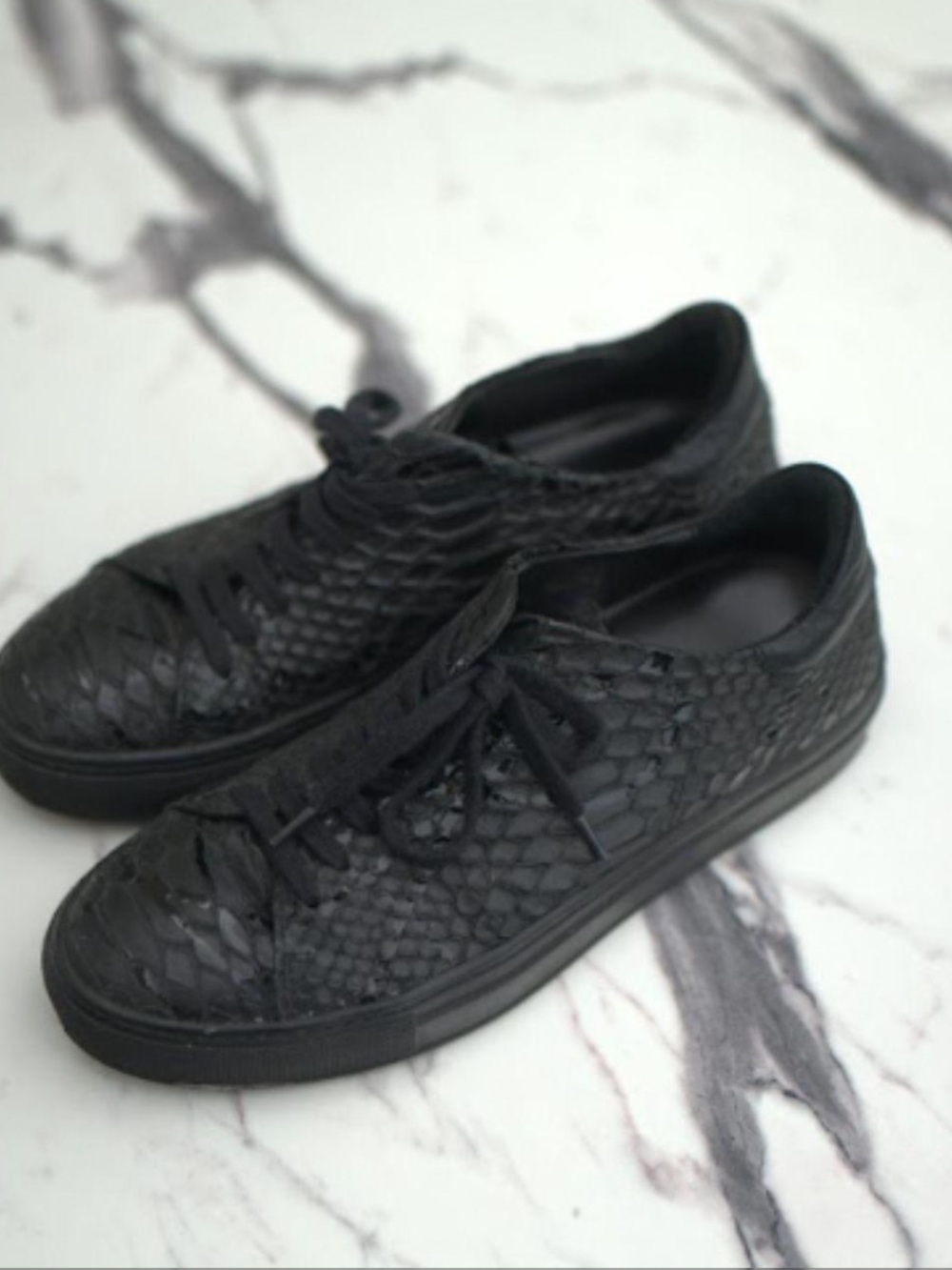 Axel Arigato Black Snake-Textured Low-Top Sneakers